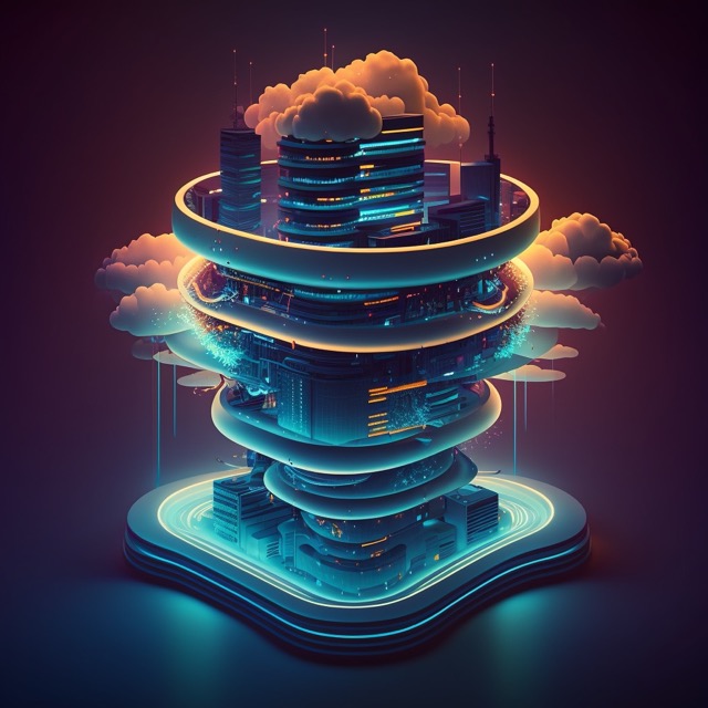A tower of an app with layers as a building.
